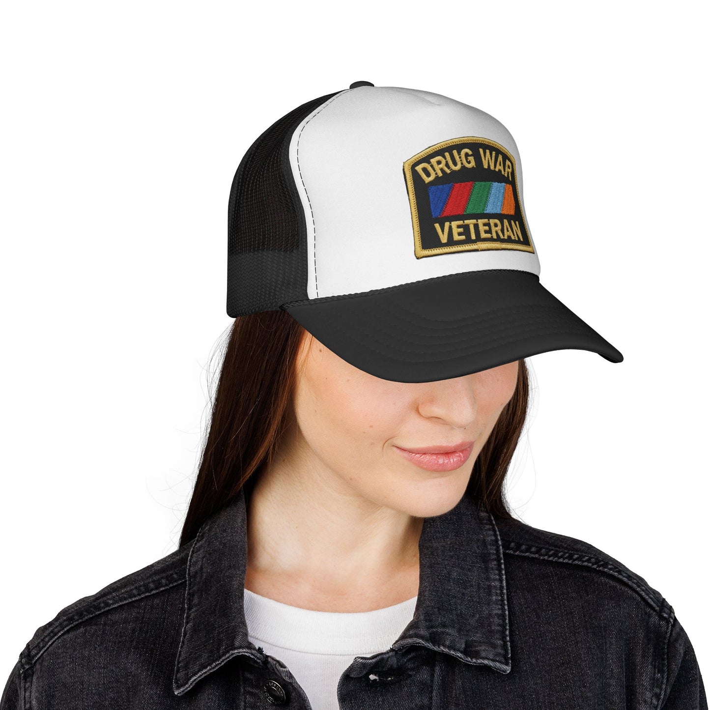 Drug War Veteran Trucker Cap — "We are the few, the stoned, the survivors of the US War on Drugs"