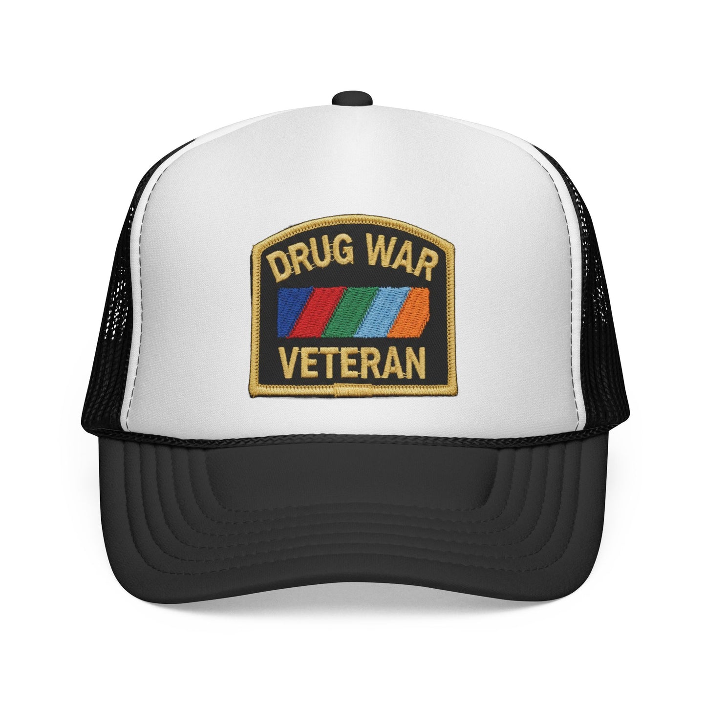 Drug War Veteran Trucker Cap — "We are the few, the stoned, the survivors of the US War on Drugs"