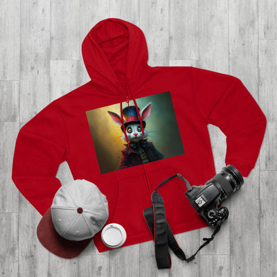 Chic Unisex Hooded Zip Sweatshirt with Silly Rabbit Artwork & Logo