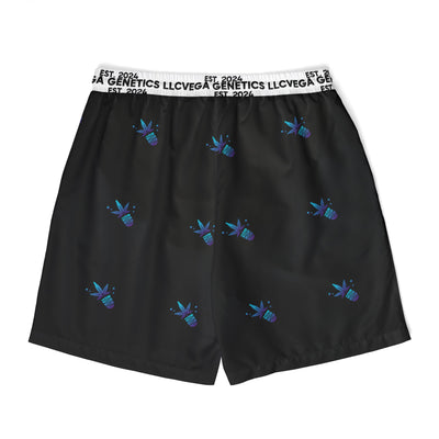 Vega Print Unisex Swim Shorts (Black) - Perfect for Summer Beach Days