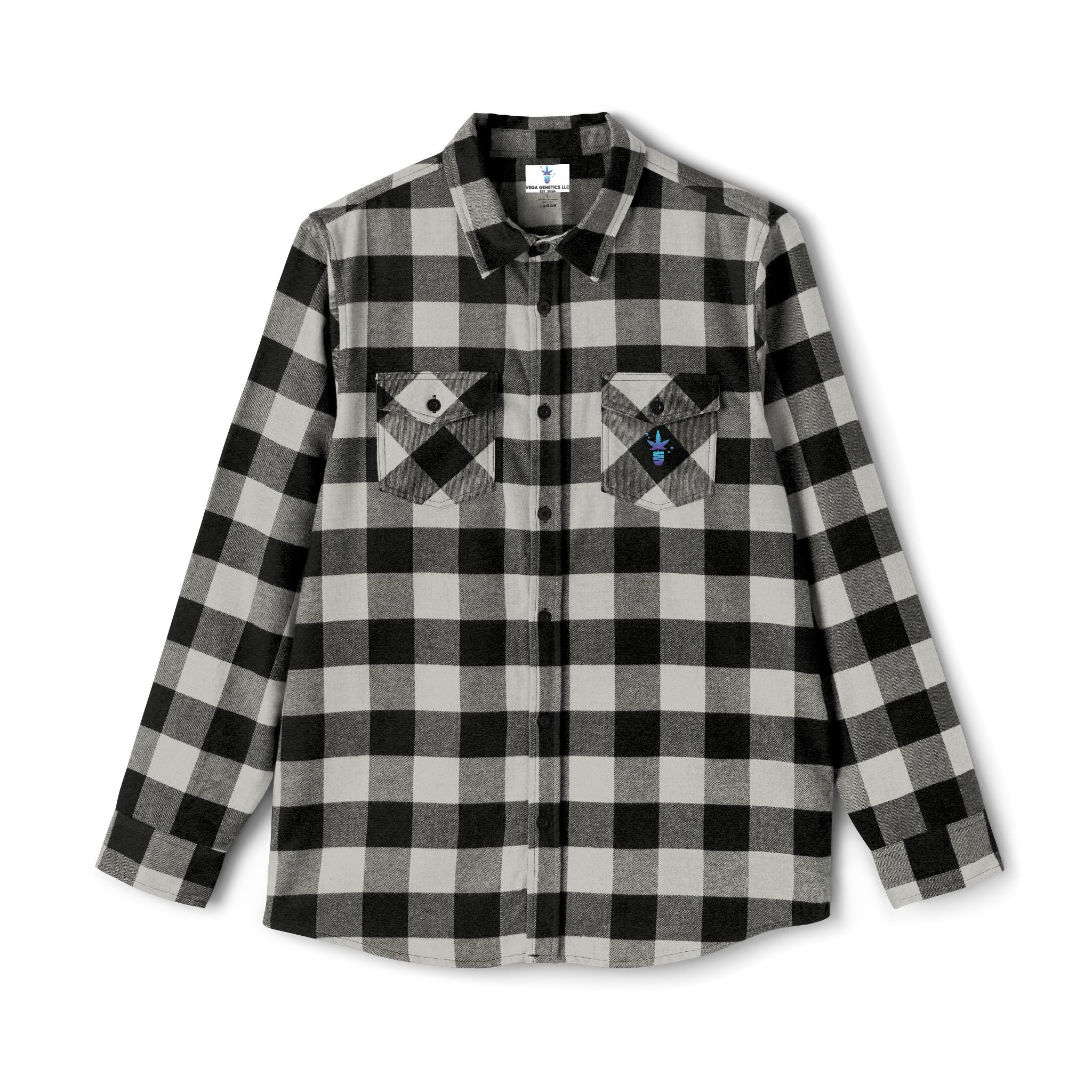 Cozy Unisex Vega Print Flannel Shirt, Perfect for Fall, Outdoor Adventures, Casual Wear, Comfortable Layering Option, Ideal Gift for Holidays