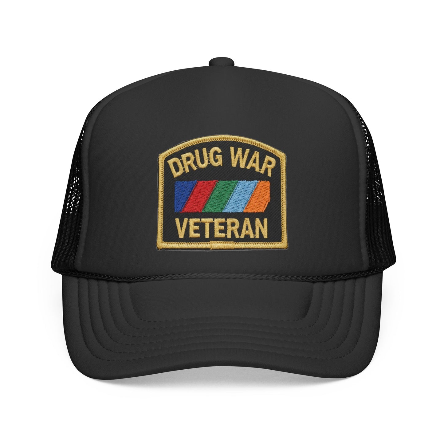 Drug War Veteran Trucker Cap — "We are the few, the stoned, the survivors of the US War on Drugs"