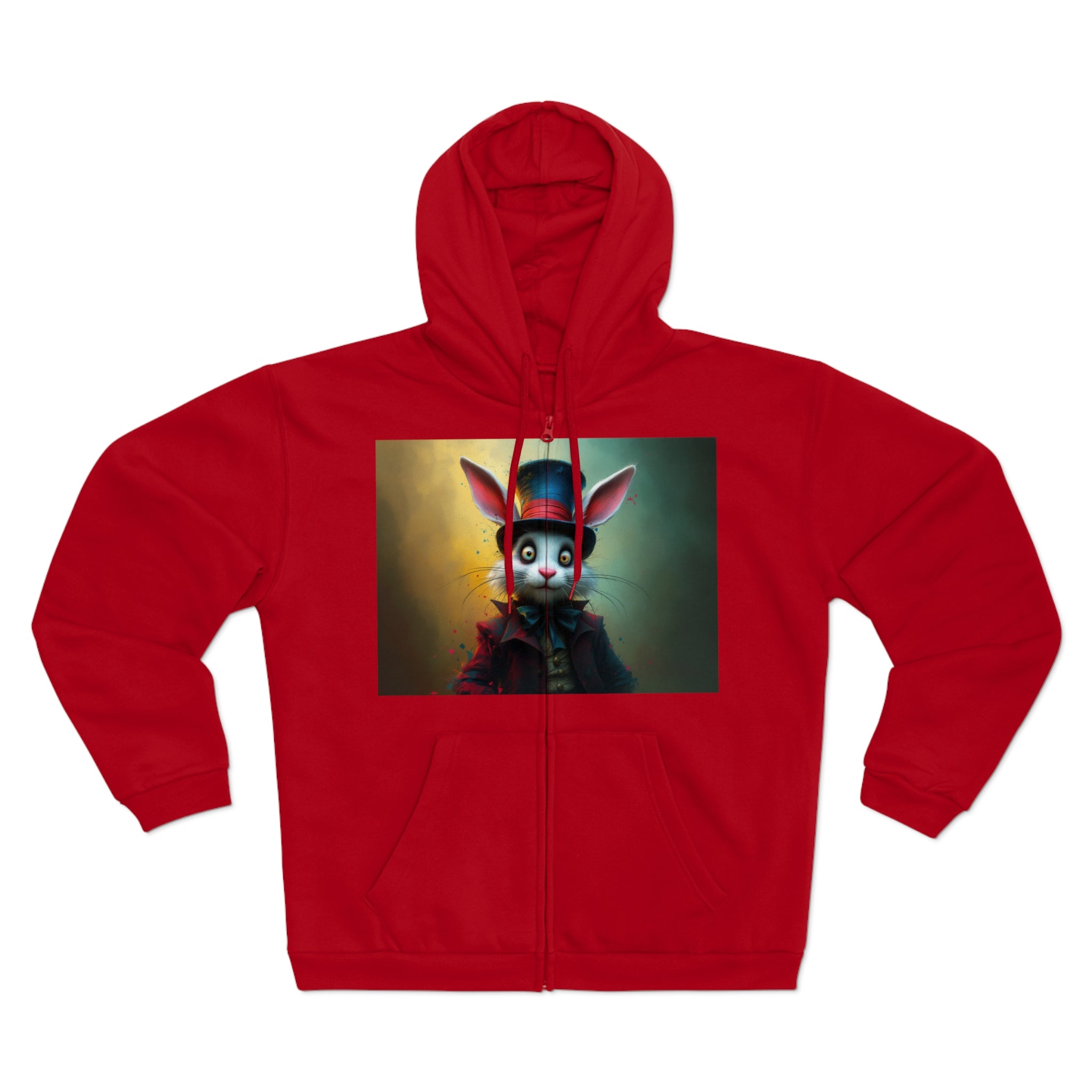 Chic Unisex Hooded Zip Sweatshirt with Silly Rabbit Artwork & Logo