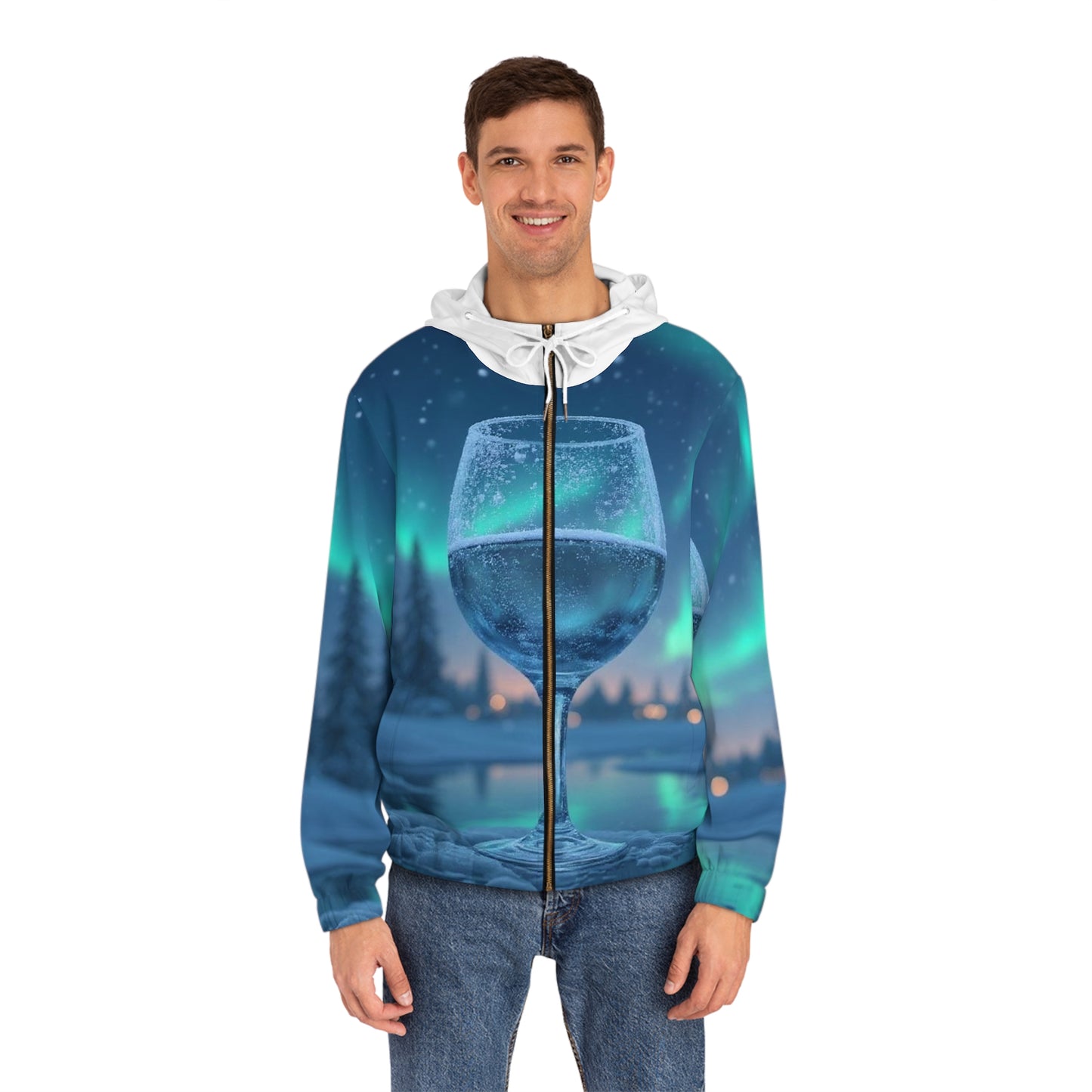 Platinum Merlot Full-Zip Hoodie for Men, Winter Fashion, Cozy Hoodie, Unique Gift for Him, Nature Lover Apparel, Christmas Celebration Wear