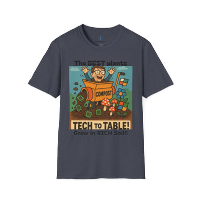 Tech to Table Funny Gardening T-Shirt, Plant Lover Gift, Eco-Friendly Shirt, Sustainable Fashion, Gardening Humor Tee, Tech to Table Quote