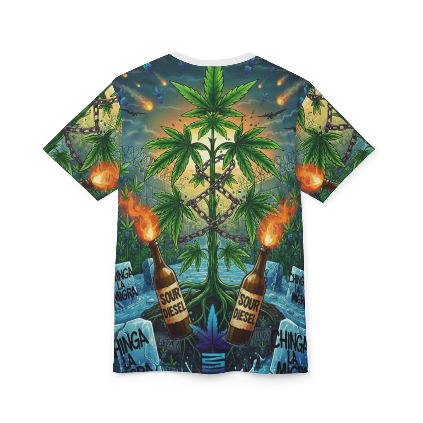 Chinga La Migra strain all-over print tee