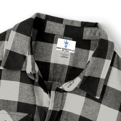 Cozy Unisex Vega Print Flannel Shirt, Perfect for Fall, Outdoor Adventures, Casual Wear, Comfortable Layering Option, Ideal Gift for Holidays