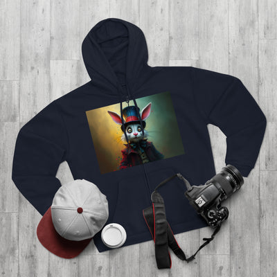 Chic Unisex Hooded Zip Sweatshirt with Silly Rabbit Artwork & Logo