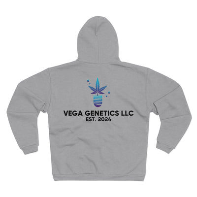 Chic Unisex Hooded Zip Sweatshirt with Silly Rabbit Artwork & Logo (No Background)