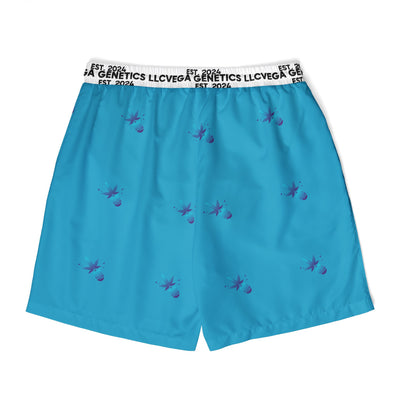 Vega Print Unisex Swim Shorts (Turquoise) - Perfect for Summer Beach Days