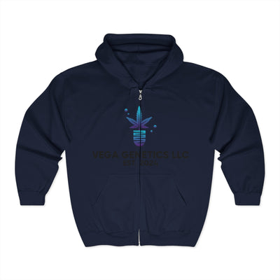 Vega Genetics Cannabis Full Zip Hoodie – Trendy Unisex Sweatshirt for Comfort & Style