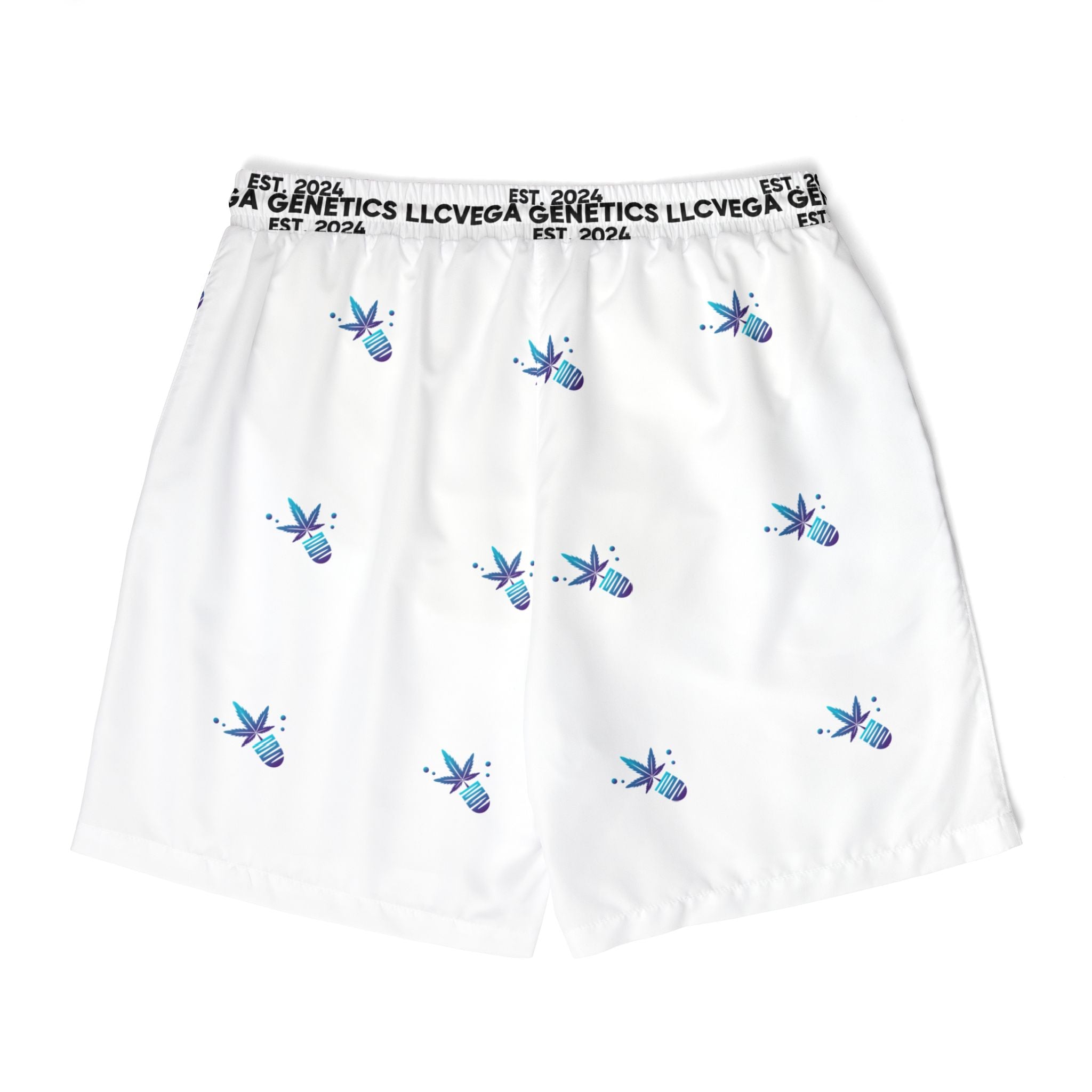 Vega Print Unisex Swim Shorts (White) - Perfect for Summer Beach Days