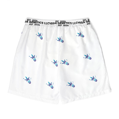 Vega Print Unisex Swim Shorts (White) - Perfect for Summer Beach Days