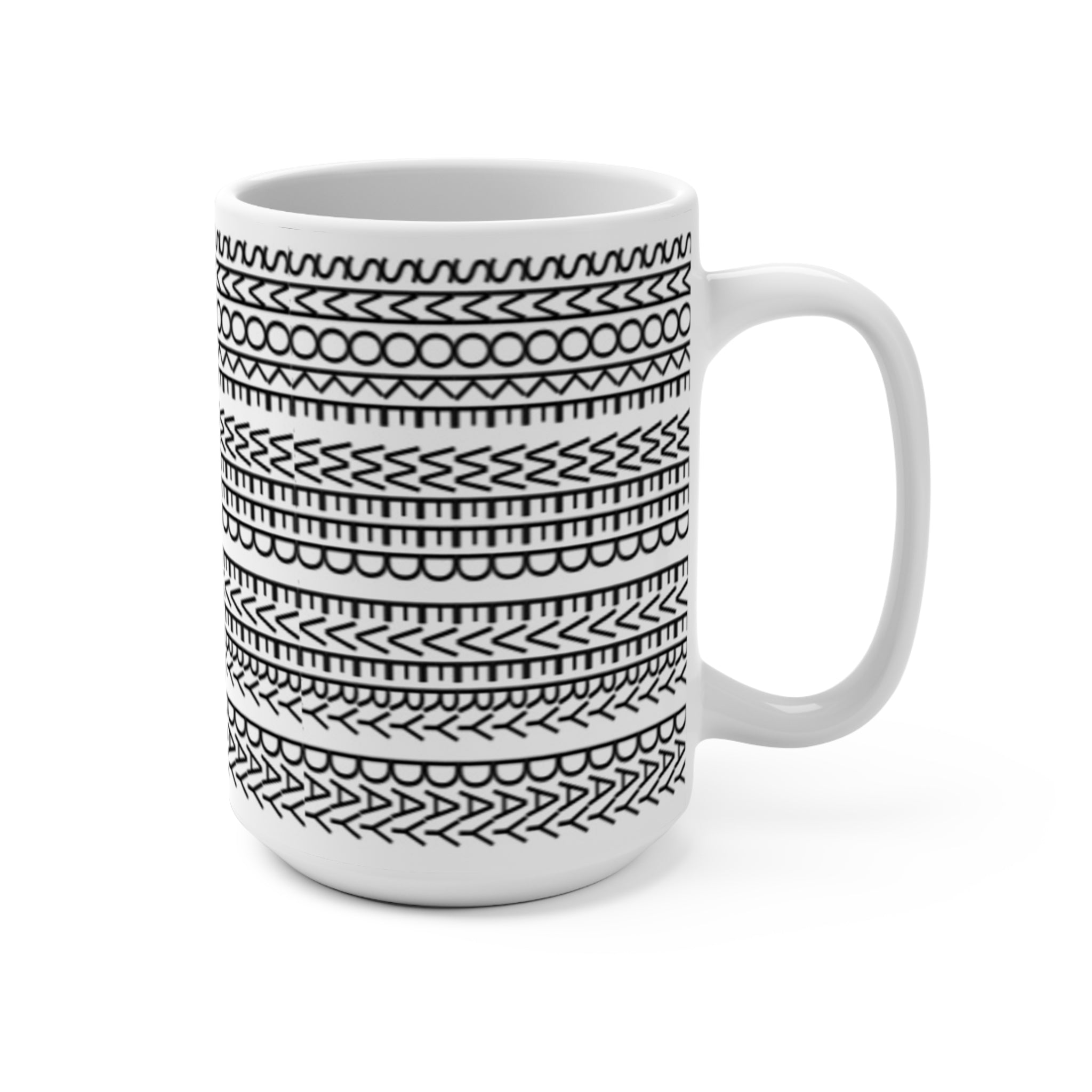 Fire Tracks SWED Patterned Mug, 15oz Ceramic Coffee Cup, Black and White Design, Tribal Style Drinkware, Perfect Gift for Holidays, Tea Lover's [...]