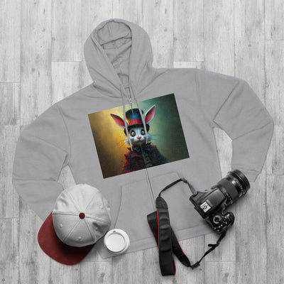 Chic Unisex Hooded Zip Sweatshirt with Silly Rabbit Artwork & Logo
